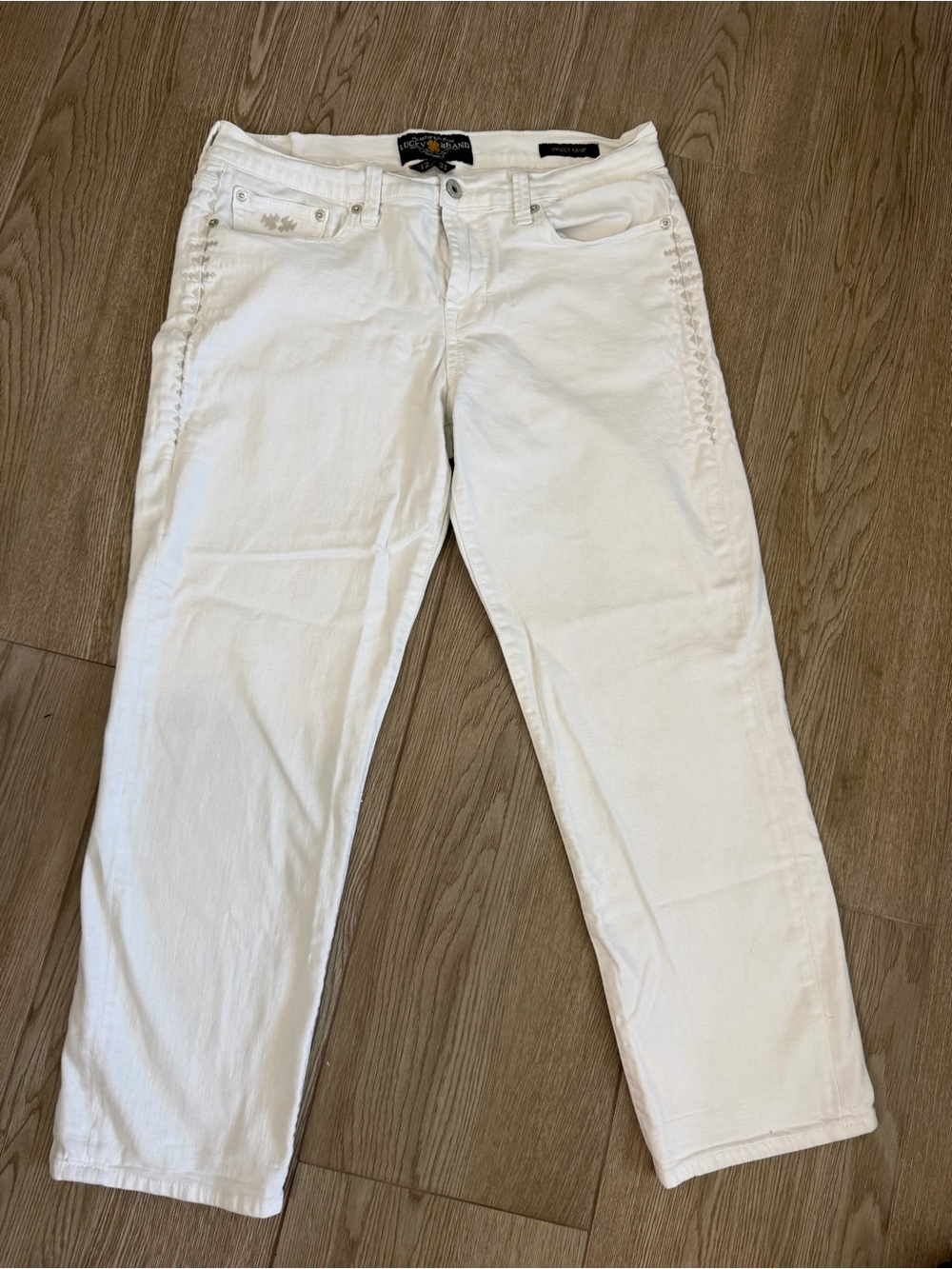 Lucky Brand Womens White Cropped Jeans Size 12/31 Mid Rise Button Fly 5-Pocket